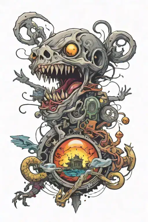 videogame cod zombies, linkin park, black hole gargantua, diamond k card  tattoo design idea