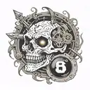 videogame cod zombies, linkin park, black hole gargantua, diamond k card  tattoo design idea