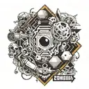 videogame cod zombies, linkin park, black hole gargantua, diamond k card  tattoo design idea