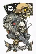 videogame cod zombies, linkin park, black hole gargantua, diamond k card  tattoo design idea