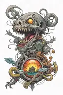 videogame cod zombies, linkin park, black hole gargantua, diamond k card  tattoo design idea