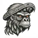 eagle star gorilla face tattoo design idea