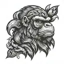 eagle star gorilla face tattoo design idea