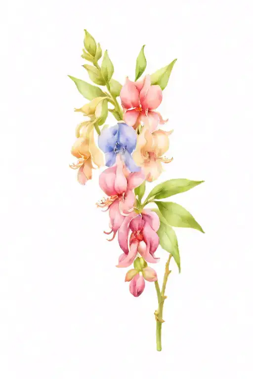 hyacinth and wisteria mixed with lavendar plants tattoo design idea