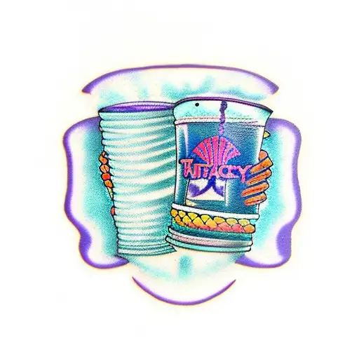 double foam cup with purple drank  tattoo design idea