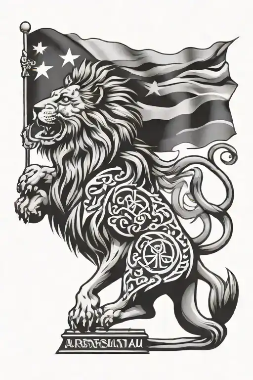 lion, Afghanistan flag, smoke tattoo design idea