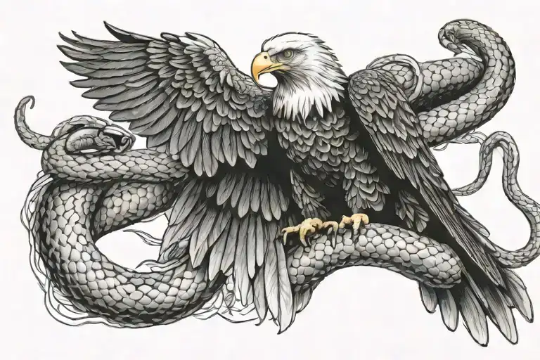 eagle fighting a snake  tattoo design idea