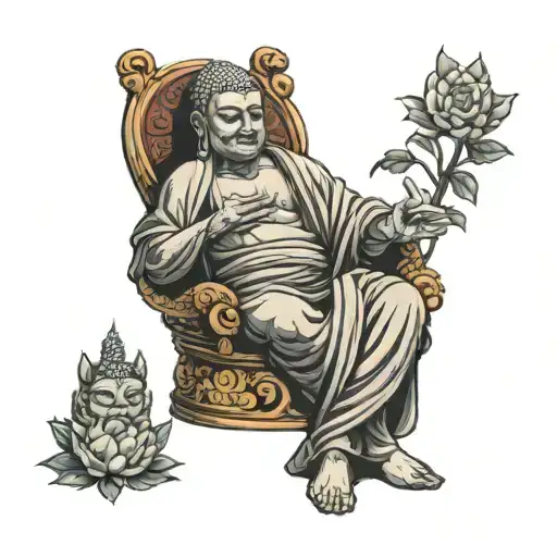 Jeses and buddha sitting side tattoo design idea