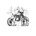 Construction tools arranged in the shape of a motorcycle tattoo design idea