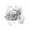 Construction tools arranged in the shape of a motorcycle tattoo design idea