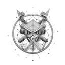 Construction tools arranged in the shape of a motorcycle tattoo design idea