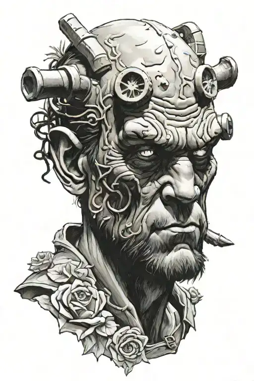 hellboy childhood trauma tattoo design idea
