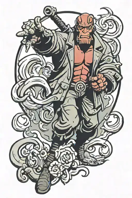 hellboy cartoon character tattoo design idea