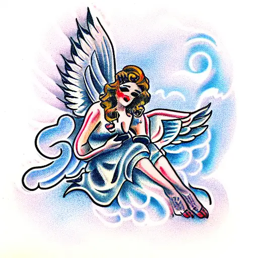 angel mom tattoo design idea