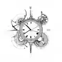 broken clock tattoo design idea