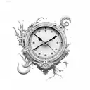 broken clock tattoo design idea