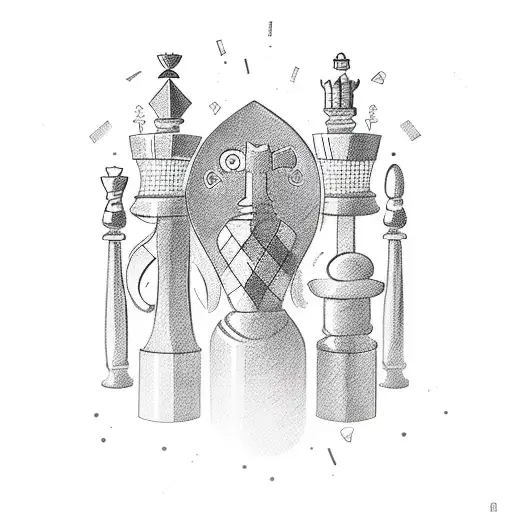 chess and ukrainian embleme tattoo design idea