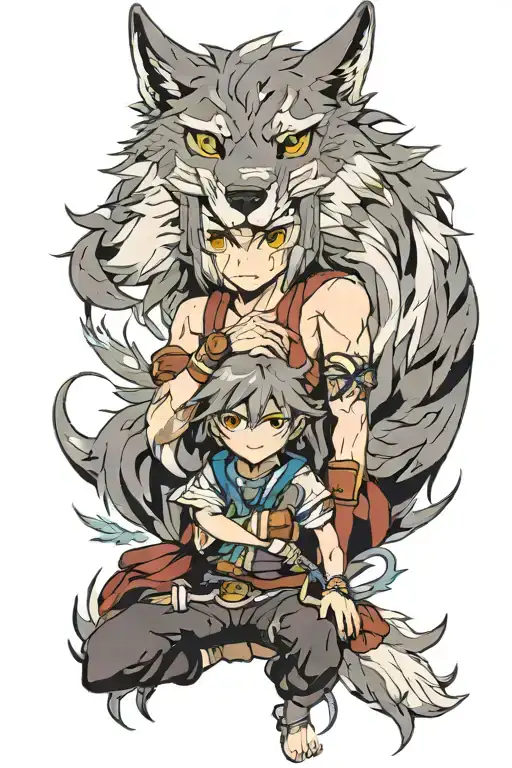 maliketh and wolf tattoo design idea