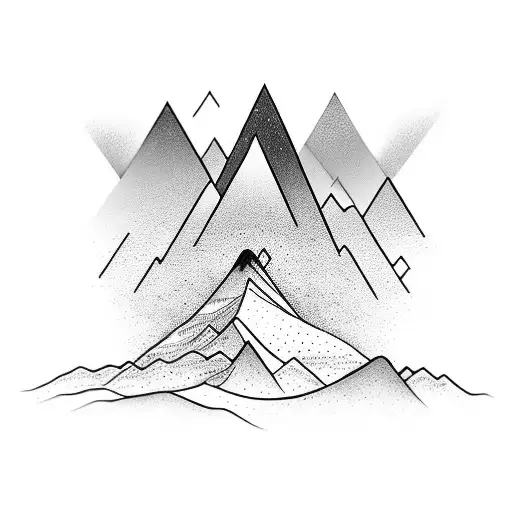 A music equalizer waveform merging into the shape of a mountain range tattoo design idea