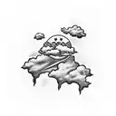 Clouds with a thunder storm going through it with a latvian flag on it tattoo design idea