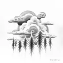 Clouds with a thunder storm going through it with a latvian flag on it tattoo design idea