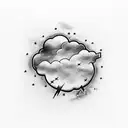 Clouds with a thunder storm going through it with a latvian flag on it tattoo design idea