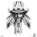 cowboy indian steam punk  tattoo design idea