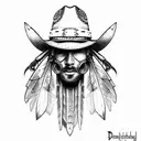 cowboy indian steam punk  tattoo design idea