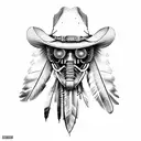 cowboy indian steam punk  tattoo design idea