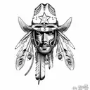 cowboy indian steam punk  tattoo design idea