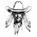 cowboy indian steam punk  tattoo design idea