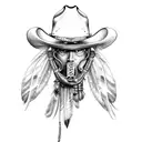 cowboy indian steam punk  tattoo design idea