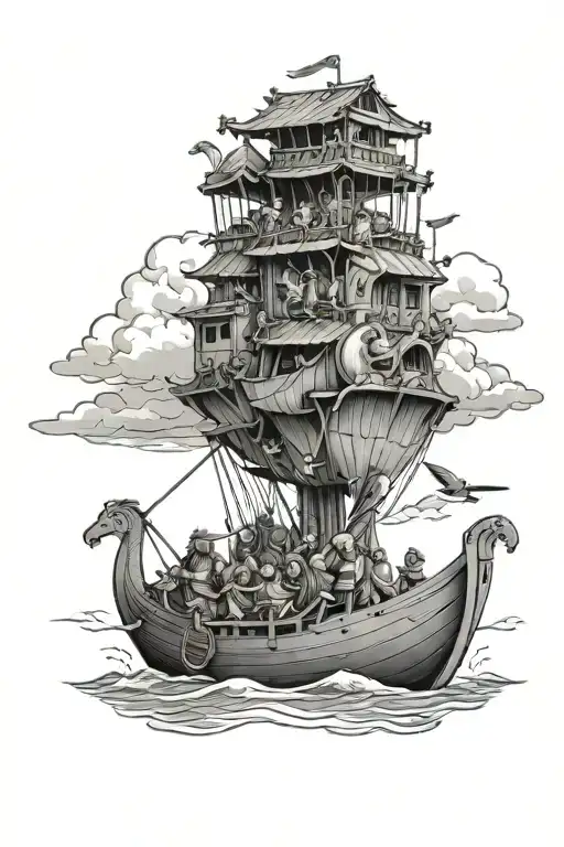 Noah's ark and David and Goliath tattoo design idea