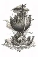Noah's ark and David and Goliath tattoo design idea