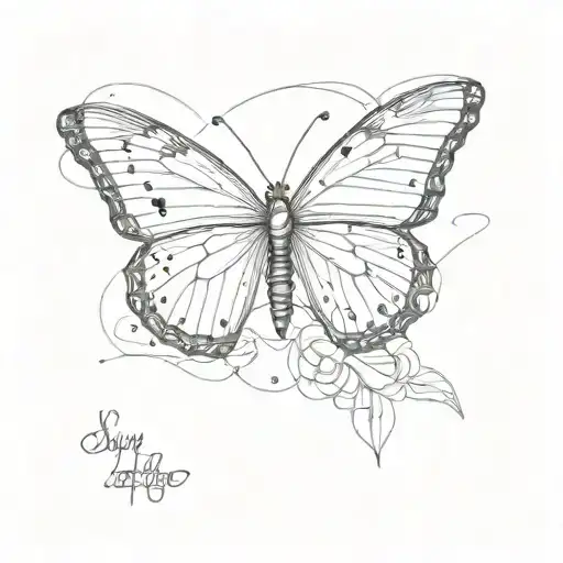 a butterfly with finger prints in middle of arm with writing say you won't let go  with small butterfly's round it  tattoo design idea