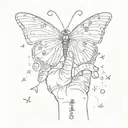 a butterfly with finger prints in middle of arm with writing say you won't let go  with small butterfly's round it  tattoo design idea