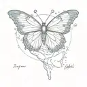 a butterfly with finger prints in middle of arm with writing say you won't let go  with small butterfly's round it  tattoo design idea