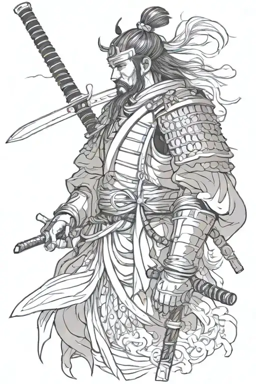japanese samurai warrior side profile traditional tattoo design idea