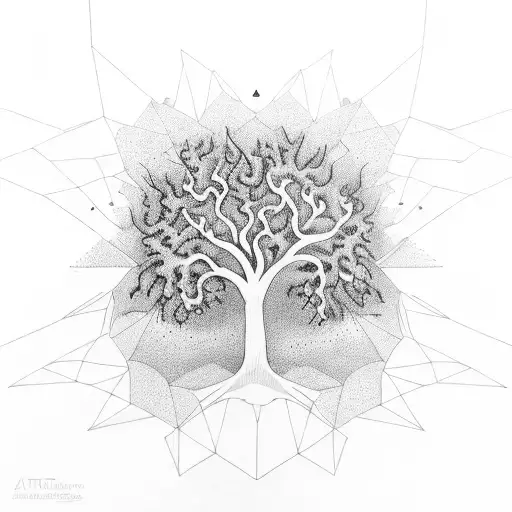 symbol for complex adaptive system within a tree tattoo design idea