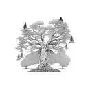 old growth tree symbolizing how the natural world is interconnected  tattoo design idea
