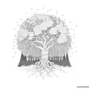 old growth tree symbolizing how the natural world is interconnected  tattoo design idea