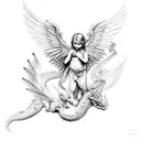 cherub with dragon fly wings tattoo design idea
