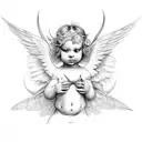 cherub with dragon fly wings tattoo design idea