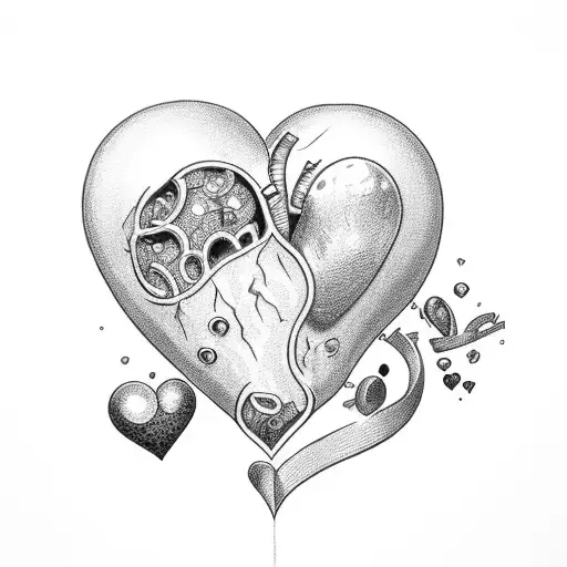 heart with precious stones tattoo design idea