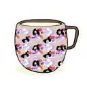 A coffee cup with 80s-themed patterns and designs tattoo design idea