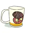 A coffee cup with 80s-themed patterns and designs tattoo design idea