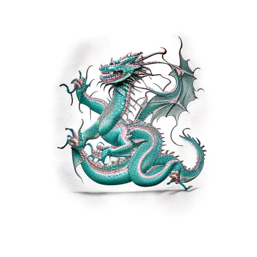  dragon made of cracked jade stone tattoo design idea