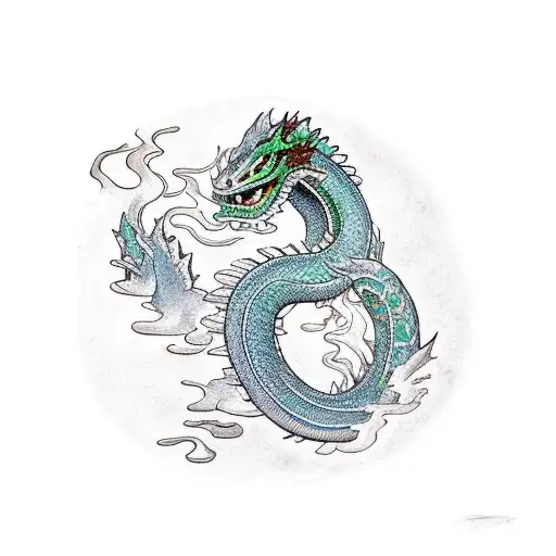 water dragon made of jade tattoo design idea