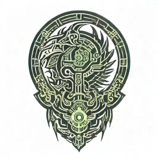 quetzal cyber tattoo design idea
