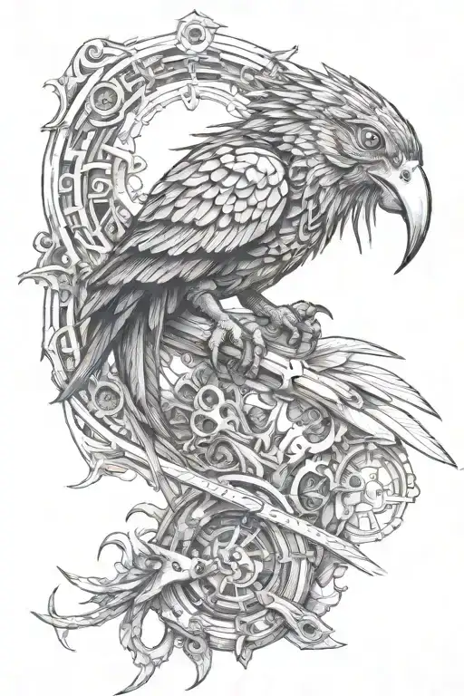 quetzal perched tattoo design idea